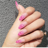 24pcs false press on nails pink color oval head Mid-length Wear Finished product wearable full cover fake nail tips for girls-1