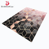 Bubble Kiss Nordic Style Geometric Design Carpets For Home Living Room Rose Gold Pink Gradient Lattice Bedroom Decor Rugs Mats