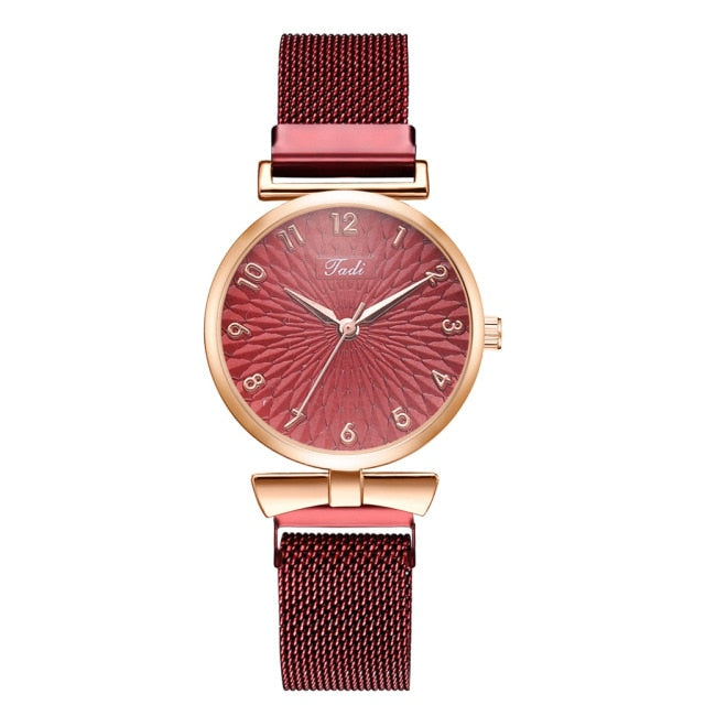 Luxury Women's Watches Set Elegant Female Wristwatches Magnetic Mesh Band Rose Woman Watch Bracelet montre femme reloj mujer