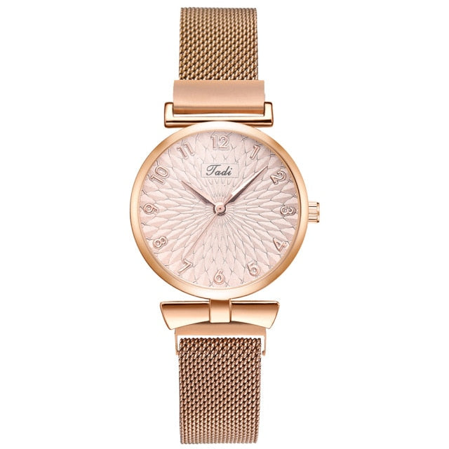 Luxury Women's Watches Set Elegant Female Wristwatches Magnetic Mesh Band Rose Woman Watch Bracelet montre femme reloj mujer