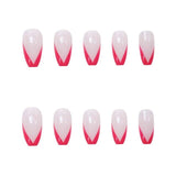 24pcs/box fake nails french manicure oval head white and silver rim design artificial nails with press glue for girls