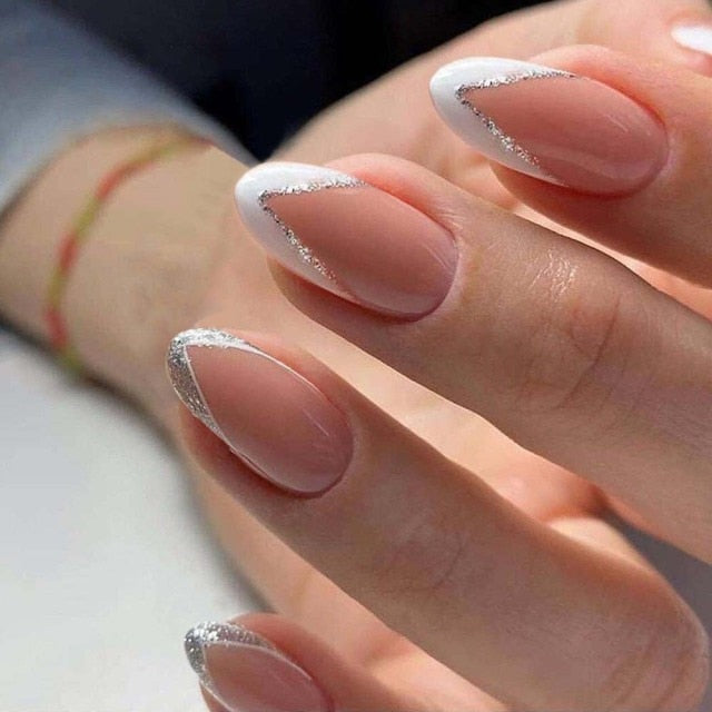 Fashion 24pcs French Nails For Women Simple Pink Ins Style Fake Nails Acrylic fake Full Tips False press on nail
