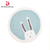 Bubble Kiss Shaggy Round Carpets for Living Room Thicker Decorate Floor Blue Rabbit Kid Room Anti-Slip Area Rugs Washable Mat