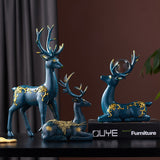 Modern Home Decoration Resin Statue Deer Model Living Room Desk Decoration Ornaments Feng Shui Craft Decoration Accessories Gift