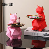 Key Storage Luckly Cat Sculpture Home Decor Figurines For Interior Multifunction Desk Storage Statue Coin Key Storage Organizer