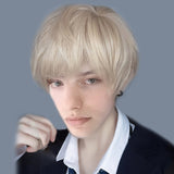 LUPU Black Blonde Short Synthetic Hair Wigs Handsome Boy Cosplay Wig Natural Fake False Hair High Temperature Fiber