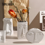 Nordic Ins Ceramic Vase Flower Pot Creative Human Face Art Vases Flower Arrangement Dried Flower Vase Home Decoration Ornaments