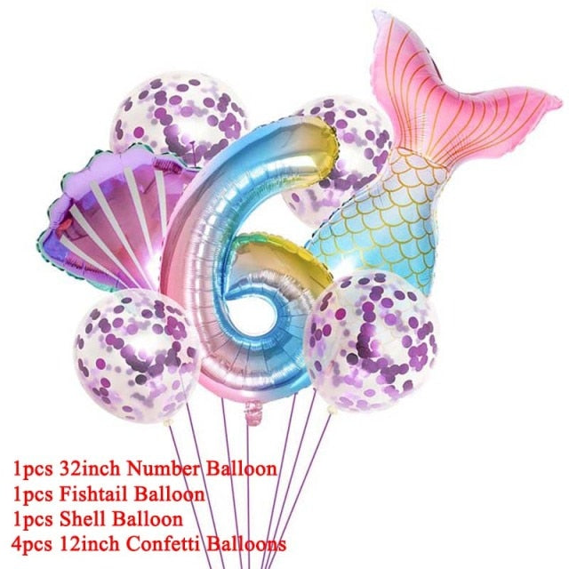 Mermaid Party Decorations Birthday Cake Topper Baby Boy Girl Kids Favors Mermaid Party Theme Supplies