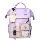 Xpoko Back to school 2023 Women Waterproof Candy Colors Backpacks Fancy High School Bags Preppy Purple Backpack for Teenage Girl Cute Travel Rucksack