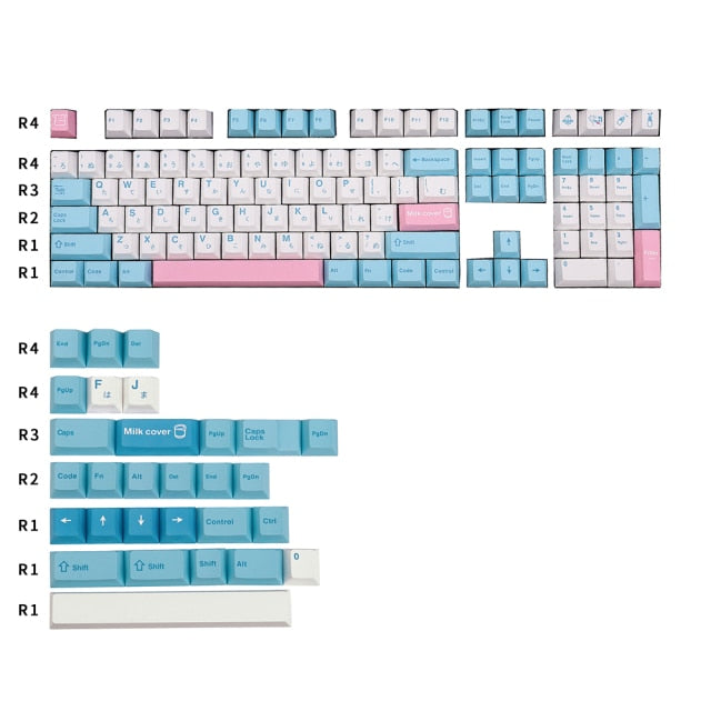 141 Key PBT Keycap DYE-SUB Cherry Profile Personalized Milk Cover Japanese keycaps For Cherry MX Switch Mechanical Keyboard