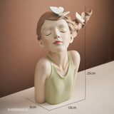 Fairy Tale Girl Sculpture Resin Tabletop Girl Statue Modern Home Decor Craft Creative Characters with Metal Tray Gold Gifts