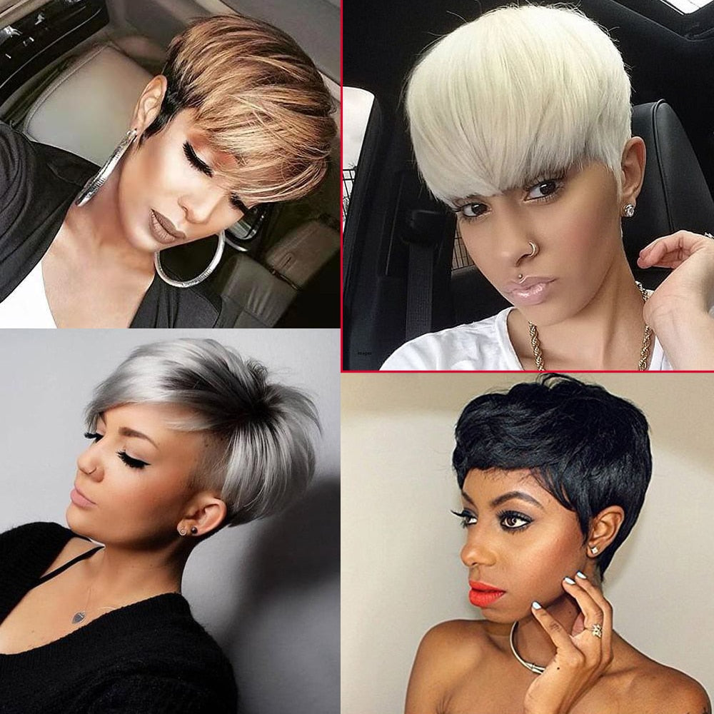 Xpoko synthetic Short wig hair extension pixie Cut Wig for Women High Temperature Fiber Wig Fashion Lady Wig mh0708