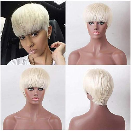 Xpoko synthetic Short wig hair extension pixie Cut Wig for Women High Temperature Fiber Wig Fashion Lady Wig mh0708