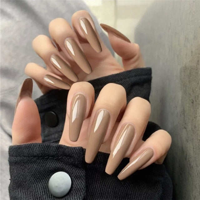 New Gradient Style Matte Full Coverage Long Ballet False Nail Tips  2021 Trend Nail Art French Manicure Tools Dropshipping 24Pcs