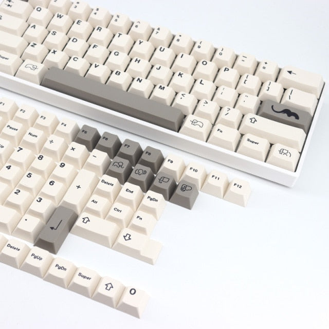 Ivory Keycaps PBT Cherry Profile Mechanical Keyboard Keycap White Gray Sublimation Compatible MX Switches GK61/64