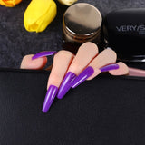 24pcs False Nails Solid Color Long Ballet Fake Nails Full Cover Coffin Nail Tips Press On Nails Kit With Glue Detachable