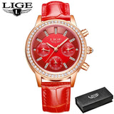 SUNKTA New Rose Gold Wine Red Luxury Quartz Women  Watch Waterproof Leather Watches Ladies Watches Clock Relogio Feminino+Box