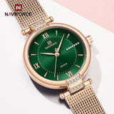 Luxury Brand Diamond Watches For Women Fashion Roman Scale Green Lady Quartz Wristwatch Waterproof Steel Band Bracelet