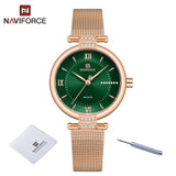 Luxury Brand Diamond Watches For Women Fashion Roman Scale Green Lady Quartz Wristwatch Waterproof Steel Band Bracelet