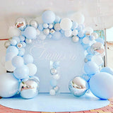 Xpoko Blue Silver Macaron Birthday Balloon Garland Arch Kit Party Foil Metal Balon Weding Baby Shower Birthday Party Decor Kids Adults