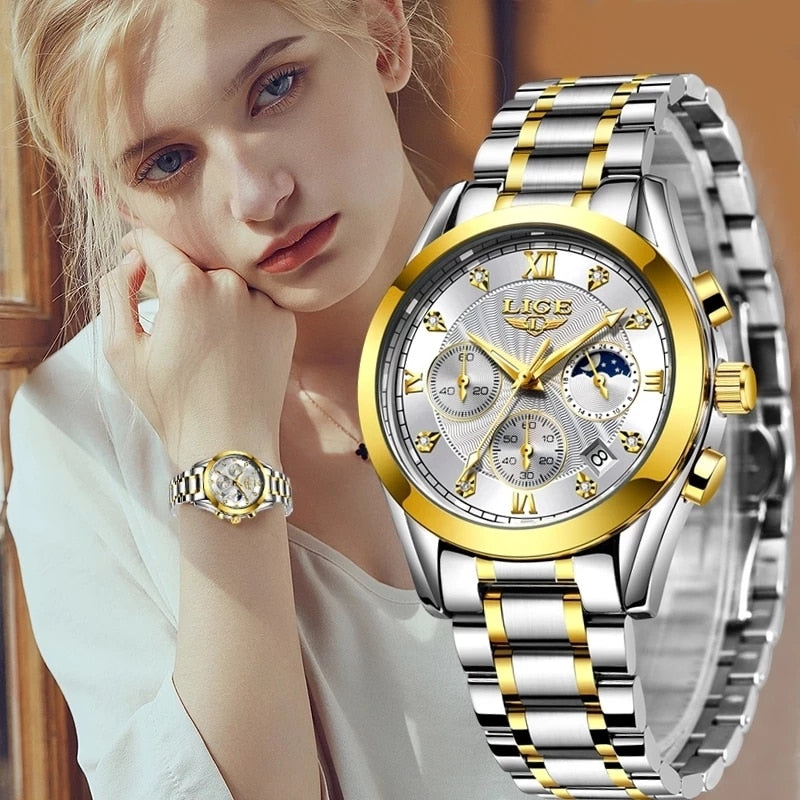 2022 New Gold Watch Women Watches Ladies Creative Steel Women's Bracelet Watches Female Waterproof Clock Relogio Feminino