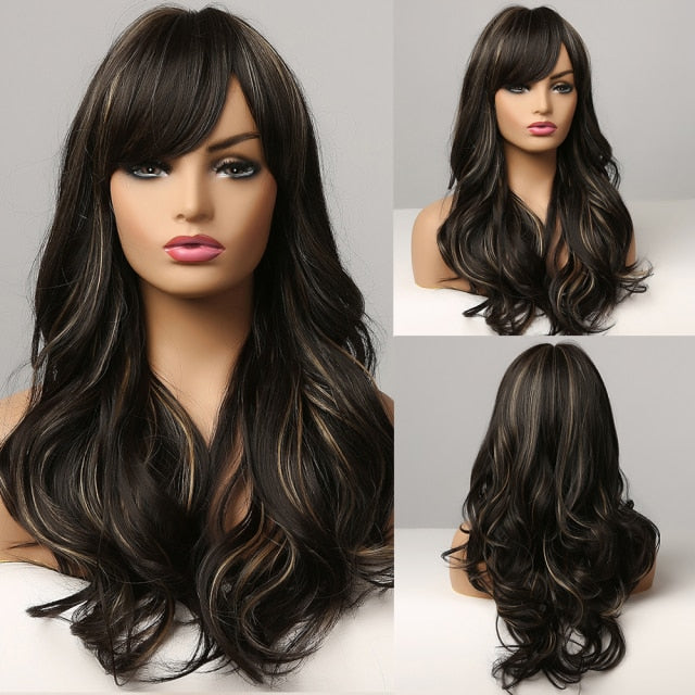 Xpoko DropShipping EASIHAIR Synthetic Wigs Long Wavy Wigs for Women Heat Resistant Cosplay Wig Natural Hair1014