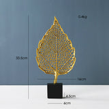 Nordic Iron Art Golden Leaf Ornaments Crafts Modern Home Decorations Living Room Wine Cabinet Porch Desktop Decoration Ornaments