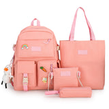 Xpoko Back to School  4 pcs sets canvas Schoolbags For Teenage Girls Women Backpack Canvas kids Primary School Bag College Student Laptop Backpacks