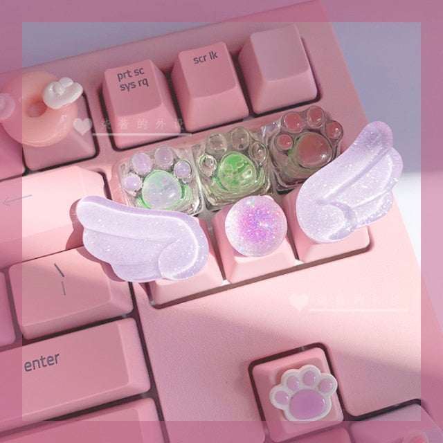Personalized keycaps Wings cute translucent keycaps Personalized mechanical keyboard R4 keys PBT color keycaps key caps anime