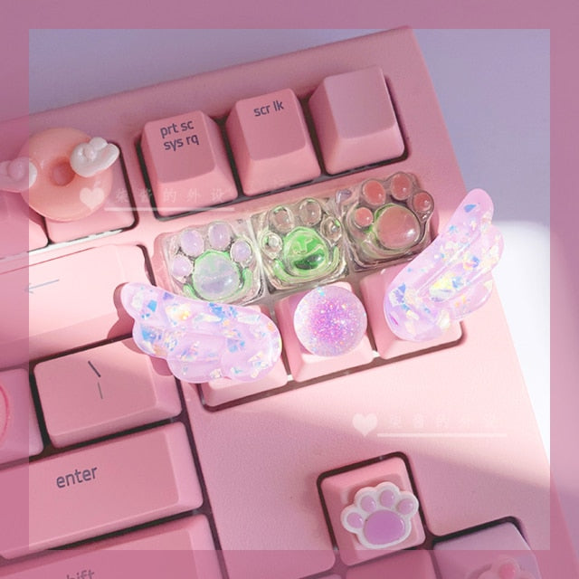 Xpoko back to school Personalized keycaps Wings cute translucent keycaps Personalized mechanical keyboard R4 keys PBT color keycaps key caps anime