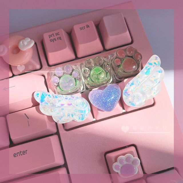 Personalized keycaps Wings cute translucent keycaps Personalized mechanical keyboard R4 keys PBT color keycaps key caps anime