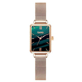 Dropshipping Fashion Women Watch Bracelet Set Green Dial Luxury Ladies Watches Simple Rose Gold Mesh Female Quartz Clock