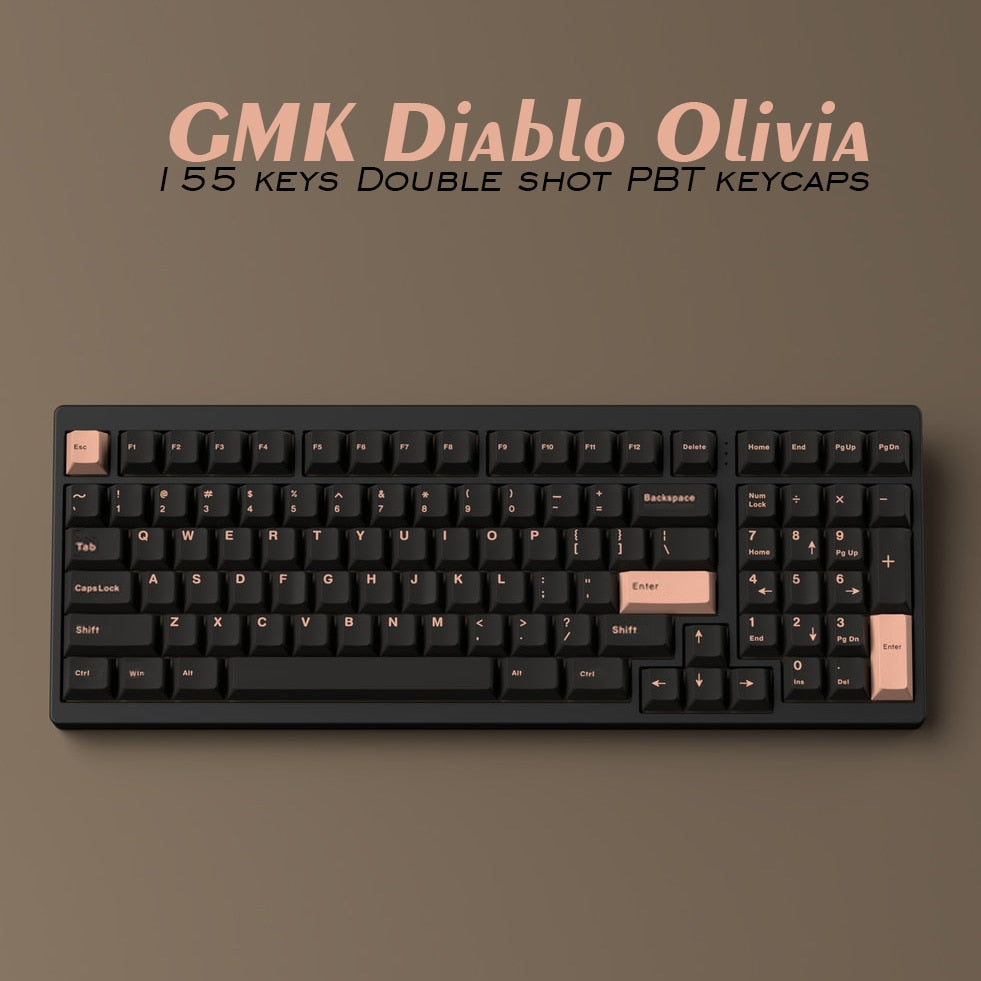 155 Keys DOUBLE SHOT Cherry Profile Diablo Olivia PBT Keycap Thick For Filco CHERRY Ducky iKBC Mechanical Gaming Keyboard