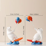 Creative Surf bear Figurines Modern Resin Home Decor Sculpture Miniatures Table Ornaments Figurines For Interior Home Decorative