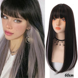 Long Straight Wigs Bangs Cosplay Wigs For Women Black Golden Gray Party Lolita False Hair Wigs