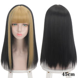 Long Straight Wigs Bangs Cosplay Wigs For Women Black Golden Gray Party Lolita False Hair Wigs