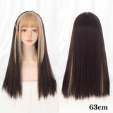 Long Straight Wigs Bangs Cosplay Wigs For Women Black Golden Gray Party Lolita False Hair Wigs