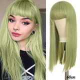 Long Straight Wigs Bangs Cosplay Wigs For Women Black Golden Gray Party Lolita False Hair Wigs