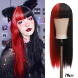 Long Straight Wigs Bangs Cosplay Wigs For Women Black Golden Gray Party Lolita False Hair Wigs