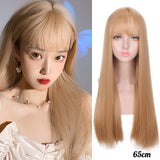 Long Straight Wigs Bangs Cosplay Wigs For Women Black Golden Gray Party Lolita False Hair Wigs