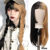 Long Straight Wigs Bangs Cosplay Wigs For Women Black Golden Gray Party Lolita False Hair Wigs