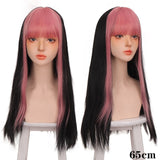 Long Straight Wigs Bangs Cosplay Wigs For Women Black Golden Gray Party Lolita False Hair Wigs