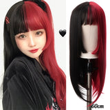 Long Straight Wigs Bangs Cosplay Wigs For Women Black Golden Gray Party Lolita False Hair Wigs