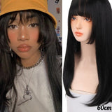 Long Straight Wigs Bangs Cosplay Wigs For Women Black Golden Gray Party Lolita False Hair Wigs