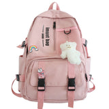 Cute Girl White Waterproof Backpack Nylon Ladies School Bag Kawaii Female Laptop Bag Women College Student Mesh Backpack Fashion