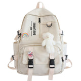 Cute Girl White Waterproof Backpack Nylon Ladies School Bag Kawaii Female Laptop Bag Women College Student Mesh Backpack Fashion