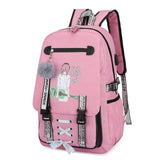 Pink Canvas Backpack Women School Bags for Teenage Girls Preppy Style Large Capacity USB Back Pack Rucksack Youth Bagpack 2020