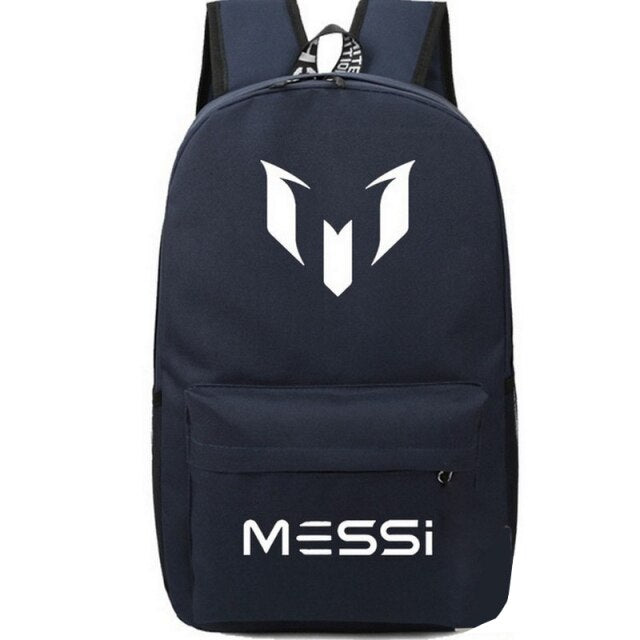 Messi Backpacks USB Charge School Bags for Teenagers Boys Luminous Large Capacity Nylon Black Student Bag High Schoolbag