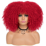 Short Hair Afro Kinky Curly Wigs With Bangs For Black Women African Synthetic Ombre Glueless Cosplay Wigs High Temperature Felek