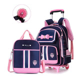 Back to school 2021 NEW Waterproof Removable Children School Bags With 2 Wheels Stairs Kids Trolley Schoolbag Book Bags Girls Backpack